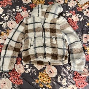 Plaid Sherpa hoodie